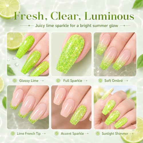 Beetles Green Glitter Reflective Gel Nail Polish - Lime Shock H - F506