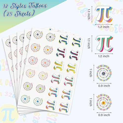 Pi Day Temporary Tattoos - 600 Pc Bulk Sticker Pack