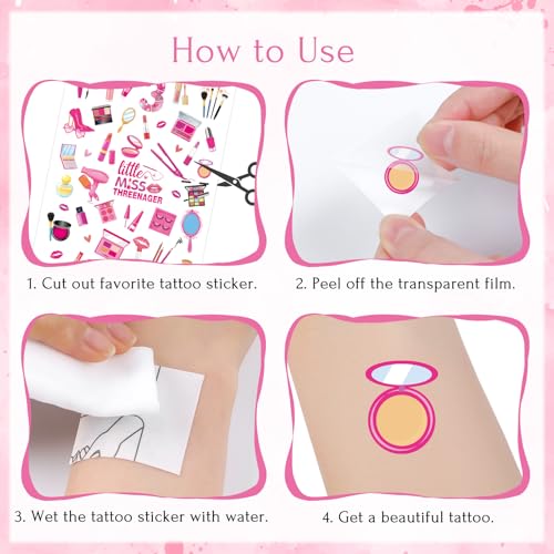 Little Miss Threenager Temporary Tattoos - 8 Sheets