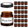 4 oz Amber Glass Jars with Lids, 24 Pack Airtight Containers