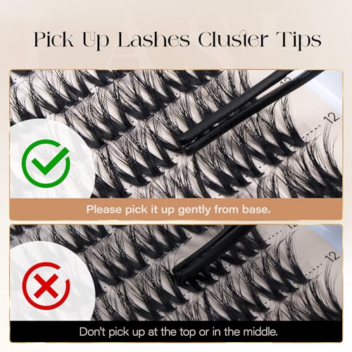 BEFER Lash Clusters, 108 Pcs 3D Curl Eyelash Clusters Volume Individual Lashes Extensions 10-16MM Wispy Eyelash DIY At Home(Brave, ZE11)