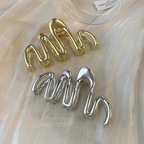 HOXIEYA Hair Claw Clips, Snake Design Metal Hair Clip, Gold, for Women Girls, Fashionable Hair Accessories, Creative Thick Hair Clips, One Size