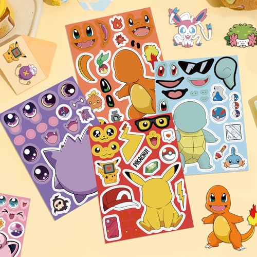 DIY Mix & Match Face Stickers - 24 Sheets Cartoon Animal