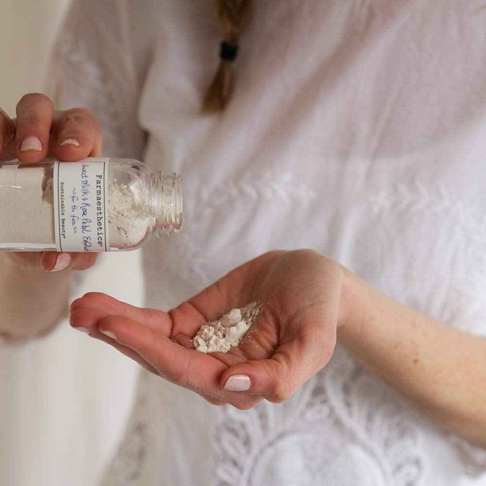 Farmaesthetics Sweet Milk and Rose Petal Facial Exfoliate (4 oz) | Ethically Sourced Sustainable Beauty | Clean, All Natural, Small Batch Skincare