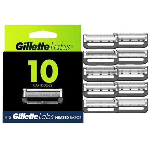 Gillette Labs Men's Razor Blade Refills with Exfoliating Bar, Compatible with Gillette Labs Razors, 10 Cartridges