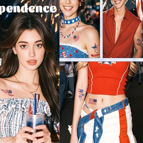 American Flag Temporary Tattoos 24pcs - 4th of July