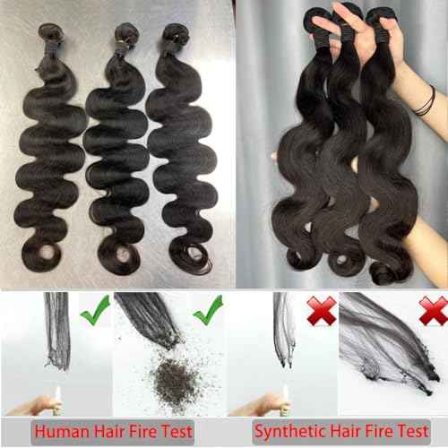 Brazilian Human Hair Bundles 12A Body Wave Bundles Human Hair Unprocessed Brazilian Virgin Hair Weave Bundles Deals Human Hair e Natural Black (black body wave bundles, 18 20 22)