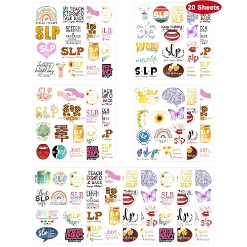 196Pcs Speech Language Pathologist Temporary Tattoos- Fun SLP Stickers Tattoos Gifts for Speech Therapy Month Decorations Classroom