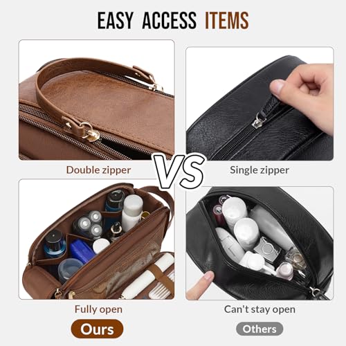 PU Leather Toiletry Bag for Men - Water Resistant Travel Organizer