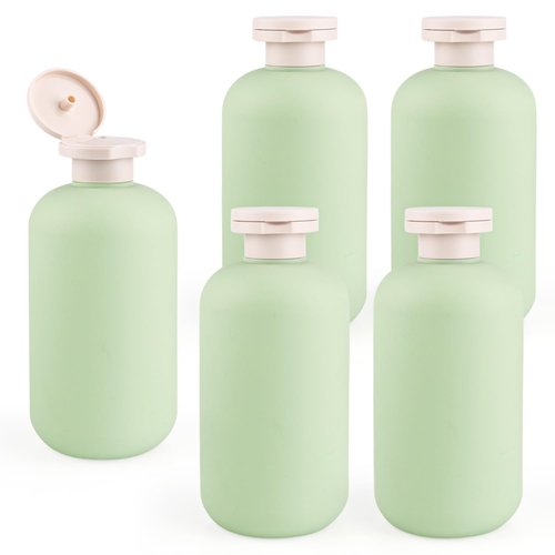 5 Pcs 300ml/10oz Squeeze Bottles Plastic Travel Lotion Bottles Refillable Containers with Flip Cap for Toiletries Creams Lotion Shampoo Conditioner