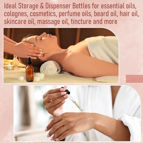 12 Pack 1oz Amber Glass Dropper Bottles with Funnels