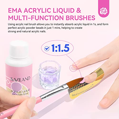 SAVILAND Acrylic Nail Kit with Everything: Professional Complete Acrylic Nail Set for Beginners with Monomer Liquid Gel Nail Polish U V Nail Light Gift for Women
