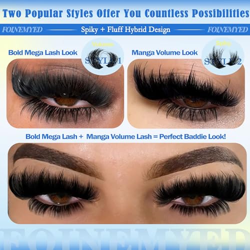 Manga Spiky Lash Clusters 12-20mm with Bottom Lashes
