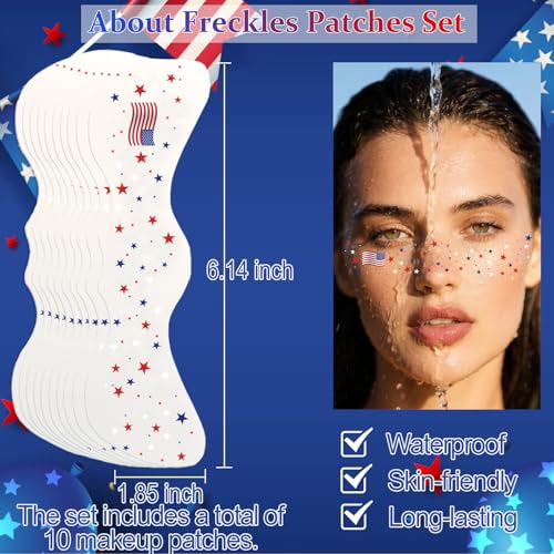 Boko Patriotic Temporary Tattoos - Red White Blue Freckles