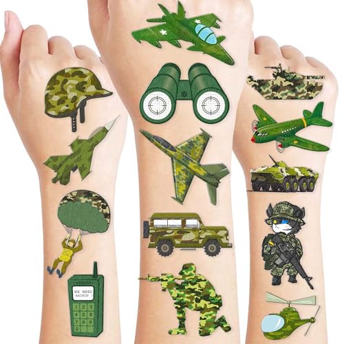 96 Military Temporary Tattoos - Camo Army Party Favors
