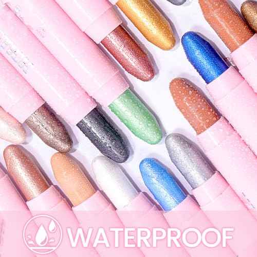 Kaely 2in1 Cream Eye Shadow Brightener Sticks, Pearl White Eyeliner Pencil Shimmer, Eyeshadow Applicator Stick Waterproof Pigmented, Eye Shadow Palette Highlighter Makeup, sombras para ojos, 01