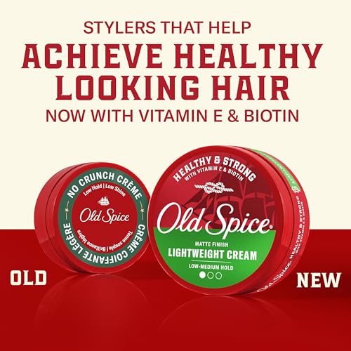 Old Spice Lightweight Cream for Men, Healthy & Strong with Vitamin E & Biotin, Men's Hair Styling Lightweight Cream, Low-Medium Hold, Matte Finish, 2.22 oz