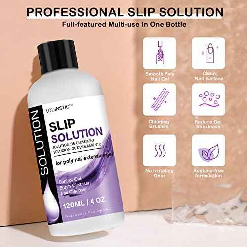 2 bottles Gel Polish Remover & Polygel Slip Solution & Colorful Nail Removal Tools