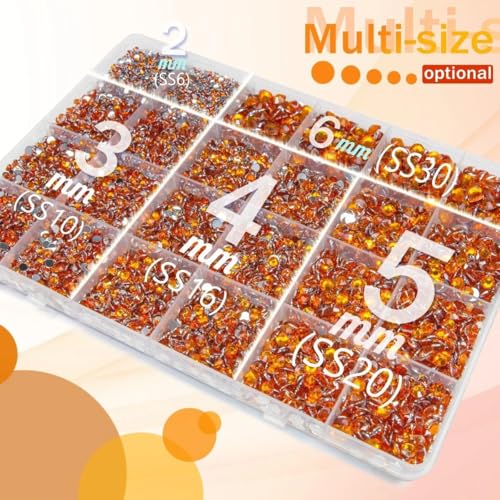 Orange Red Crystal Rhinestones 2mm-6mm with B7000 Glue Bedazzler Kit