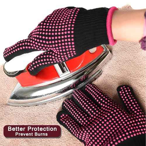 YANTAISIYU ?2-Pack Heat-Resistant Gloves with Silicone Bumps Heat Blocking Gloves for Curling Hair Styling