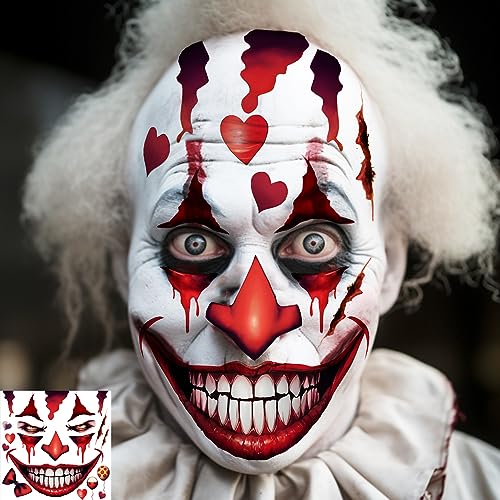Halloween Temporary Tattoos - 6 Sheets Scary Face & Zombie Scars