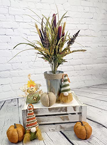 Admired By Nature 14 Stems Artificial Flowers Cattail Wheat Fall Mixed Bush Decorative Flower Arrangements Faux Cattails Plant for Wedding Home Office Cemetery Flowers for Grave, Burgundy, Set of 2