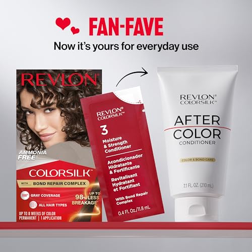 Revlon ColorSilk Bond Repair Hair Color & Conditioner Bundle, Brown Black