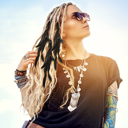 Geyoga 12 Pcs Clip-In Hair Feathers with Beads | Boho Festival