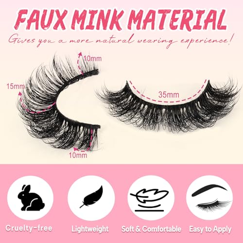 Ahrikiss D Curl Russian Strip Lashes - 10 Pairs Fluffy 3D Volume Faux Mink