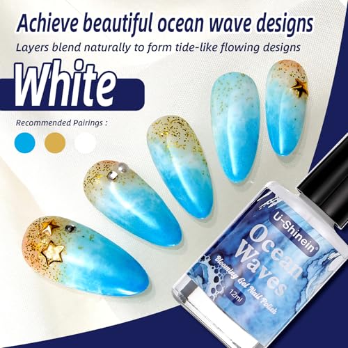 Ocean Wave Gel Nail Polish with Blooming Effect – White Watercolor