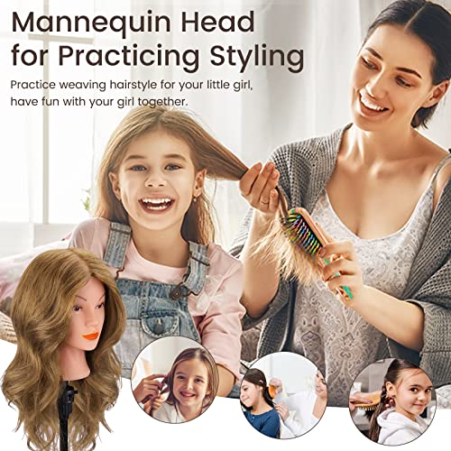 Mannequin Head 18" Real Hair Light Brown Styling Practice