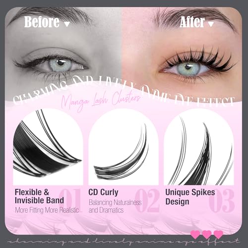Manga Lash Clusters 10-18MM Invisible Band Anime Eyelash Extensions
