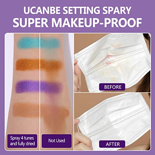 UCANBEMAKEUP Long Lasting Makeup Setting Spray Kit- 6.76 Fl oz Hydrating Matte Finish Mist Lightweight Face Make up Fixer +Travel Size Spray Bottle+Sponge Puff Makeup Set