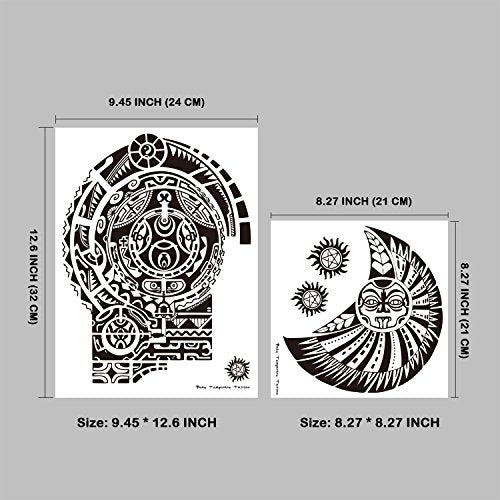 Tribal Temporary Tattoos - 6 Sheets Waterproof Arm Stickers
