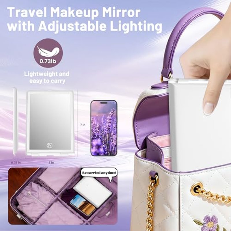 LED Makeup Mirror with Lights | Rechargeable Travel Compact