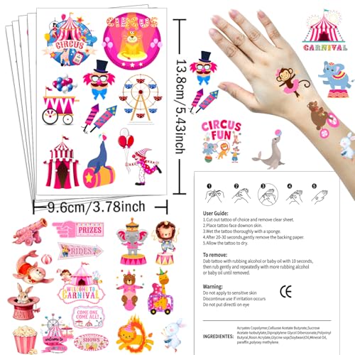 164Pcs Pastel Carousel Temporary Tattoos for Kids Party