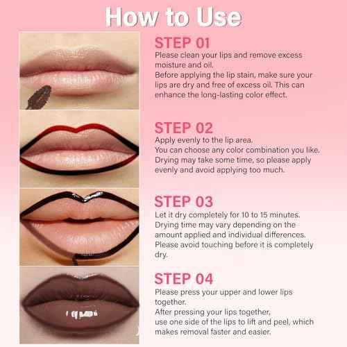 Lip Stain - Lip Stain Peel Off | Waterproof, Transfer-Resistant, Smudge-Proof | Precise Application, One-Peel Finish | Long Lasting Lip Liner Stain for All-Day Color Hold£¨dark brown£©