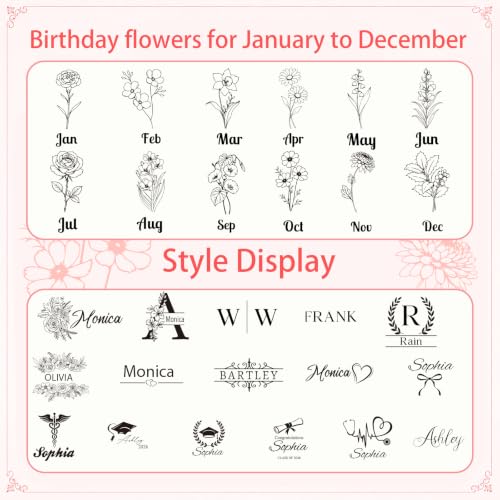 Motifool Personalized Pink Makeup Bag for Women Bridesmaid - Custom Travel Toiletry Pouch with Name & Birth Flower, Style 2
