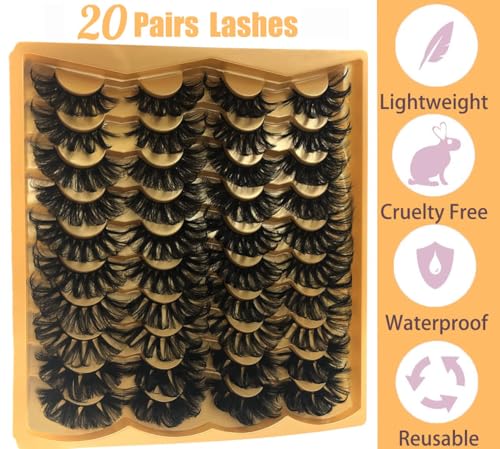 25MM Mink Lashes - 20 Pairs Dramatic 5D Full Volume
