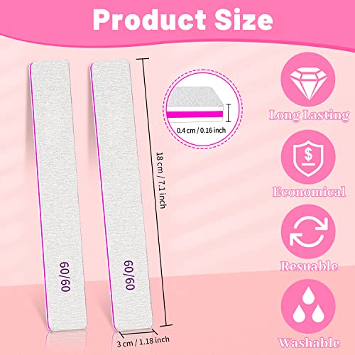 12pcs Nail Files 60 Grit, BLESWIN 60/60 Grit Nail Files, Jumbo Nail Files for Acrylic Nail, Double-Sided Emery Board Nail Filer for Manicure, Pedicure, and Acrylic Nails