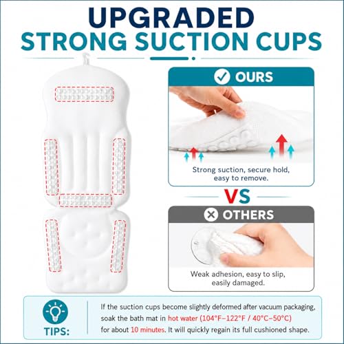 Full Body Bath Pillow with Lumbar Support & Suction Cups