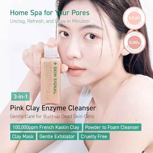Pink Clay Enzyme Cleanser, Blackhead Remover Powder Cleanser, Deep Pore Cleansing with BHA, Gentle Exfoliating Face Wash, Facial Scrub for Acne-Prone Skin, Korean Skin Care