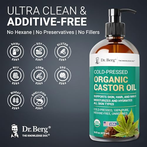 Dr. Berg Organic Castor Oil 16 fl oz Cold-Pressed