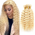 613 Blonde Deep Wave Human Hair Bundles - 18, 20, 22 Inch