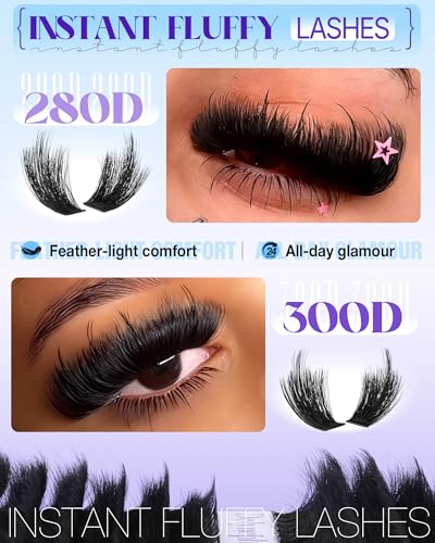 Delyneph Fluffy Lash Clusters C-280D&300D Thick Volume Eyelash Extensions