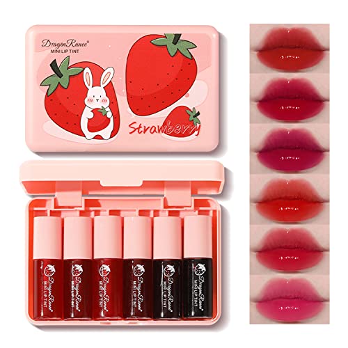 Eakroo 6-Color Lip Tint Stain & Blush Set, Waterproof Liquid Lipstick