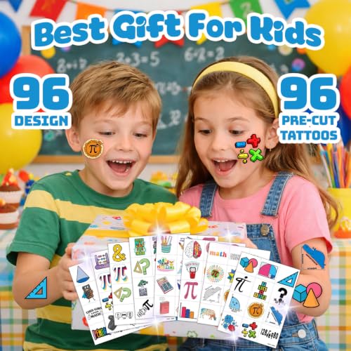96 PCS Math Temporary Tattoos for Kids - Formula Symbols