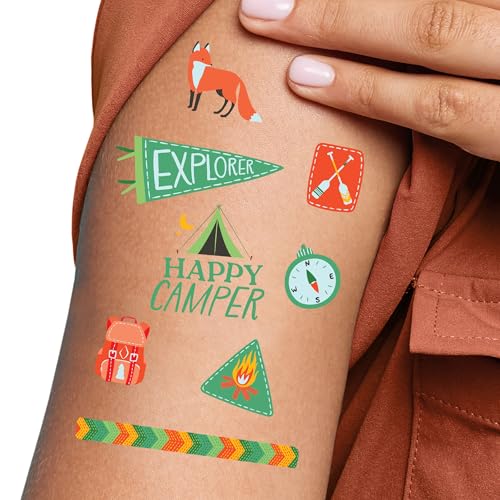 Camping Temporary Tattoos 96pc Party Favors Kids