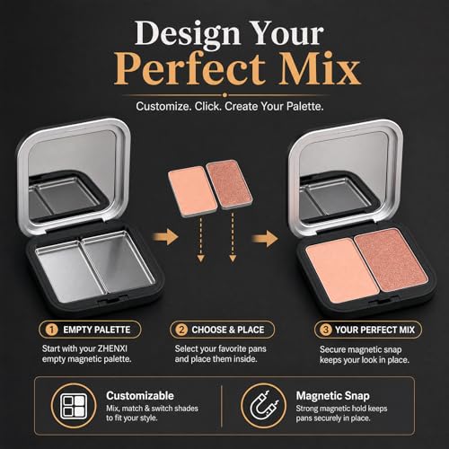 Magnetic Refillable Eyeshadow Palette Set with Mirror - 2 Pcs Compact Makeup Organizer