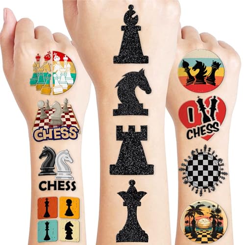 107 PCS Chess Temporary Tattoos for Kids - Waterproof